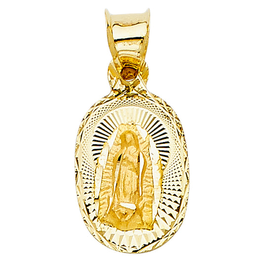 14K Two-Tone Gold Guadalupe Oval Medallion Pendant