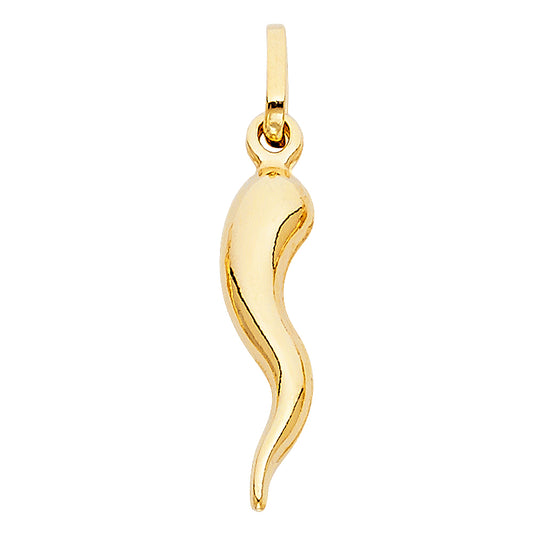 14K Yellow Gold Italian Horn Charm