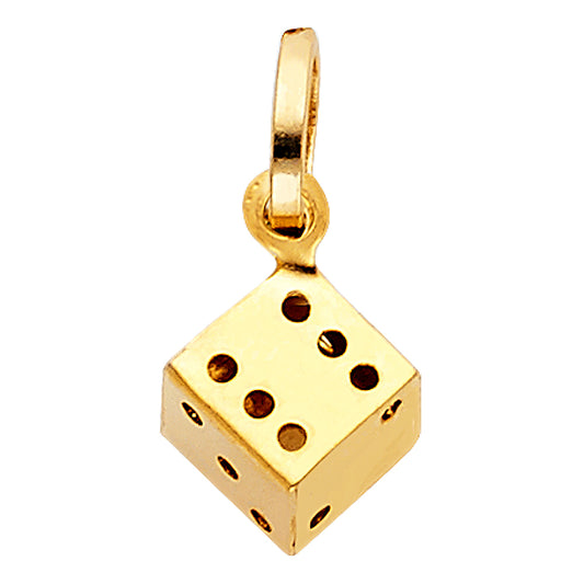 14K Yellow Gold Dice Pendant