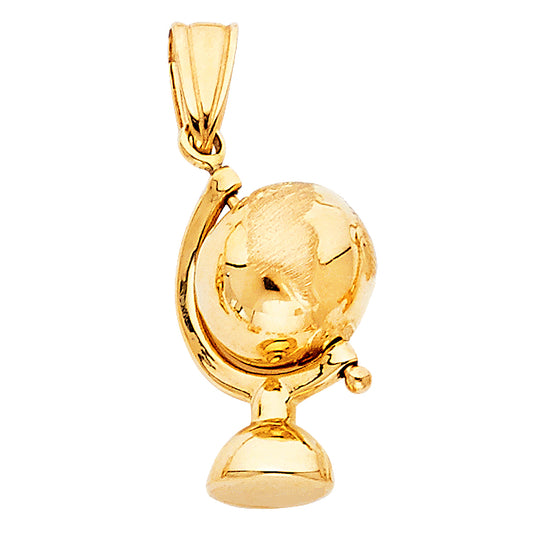 14K Yellow Gold World Globe Charm