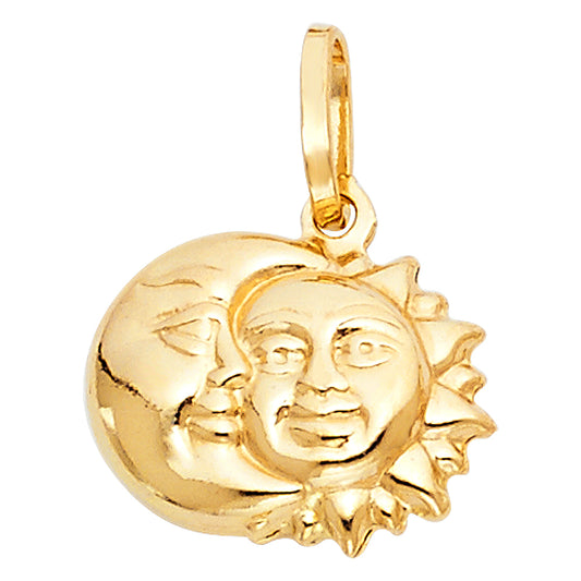 14K Yellow Gold Sun & Moon Charm