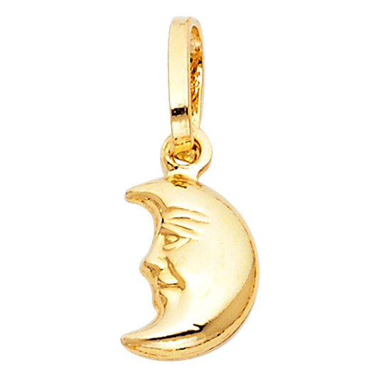 14K Yellow Gold Crescent Moon Face Charm