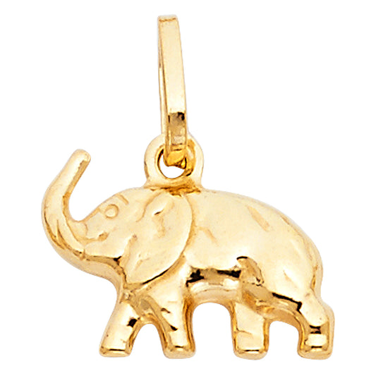14K Yellow Gold Elephant Pendant 0.4" Tall