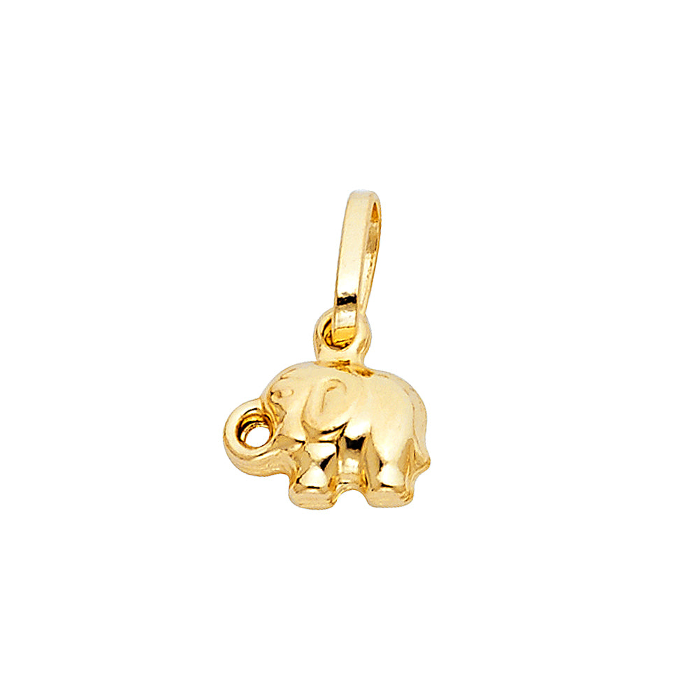 14K Yellow Gold Elephant Pendant 0.3" Tall