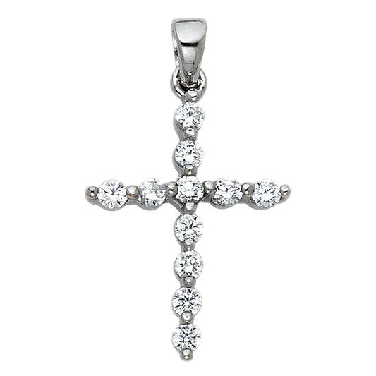 14K White Gold CZ Cross Pendant aprox 3/4" tall