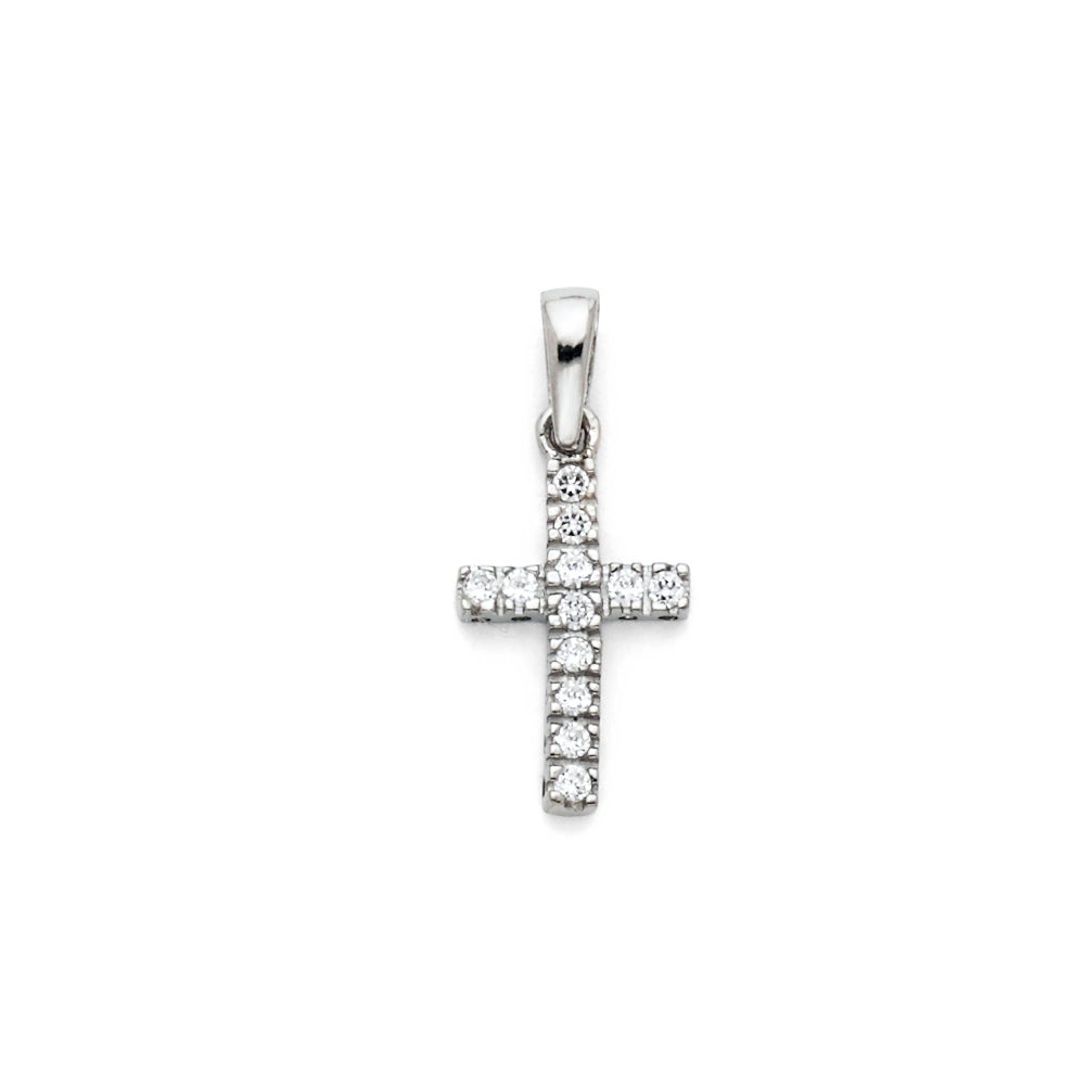 14K White Gold CZ Cross Pendant aprox 1/2" tall