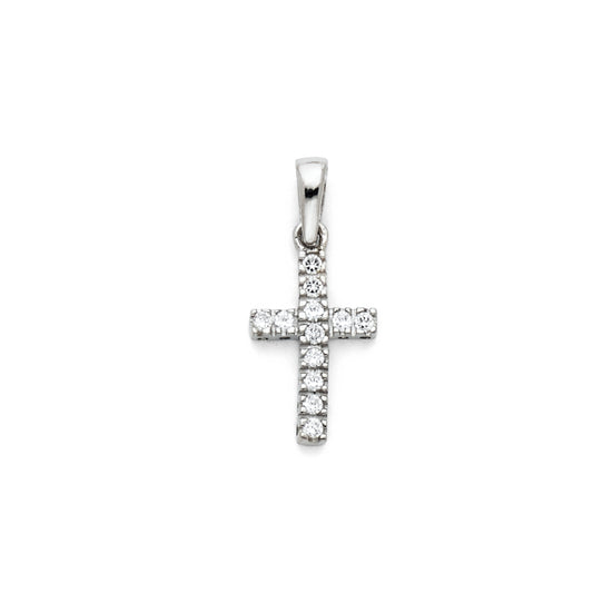 14K White Gold CZ Cross Pendant aprox 1/2" tall