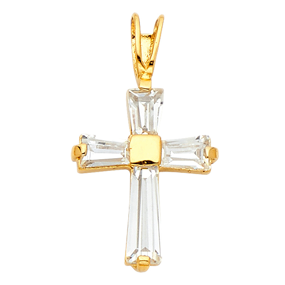 14K Yellow Gold CZ Cross Pendant aprox 1/2" tall