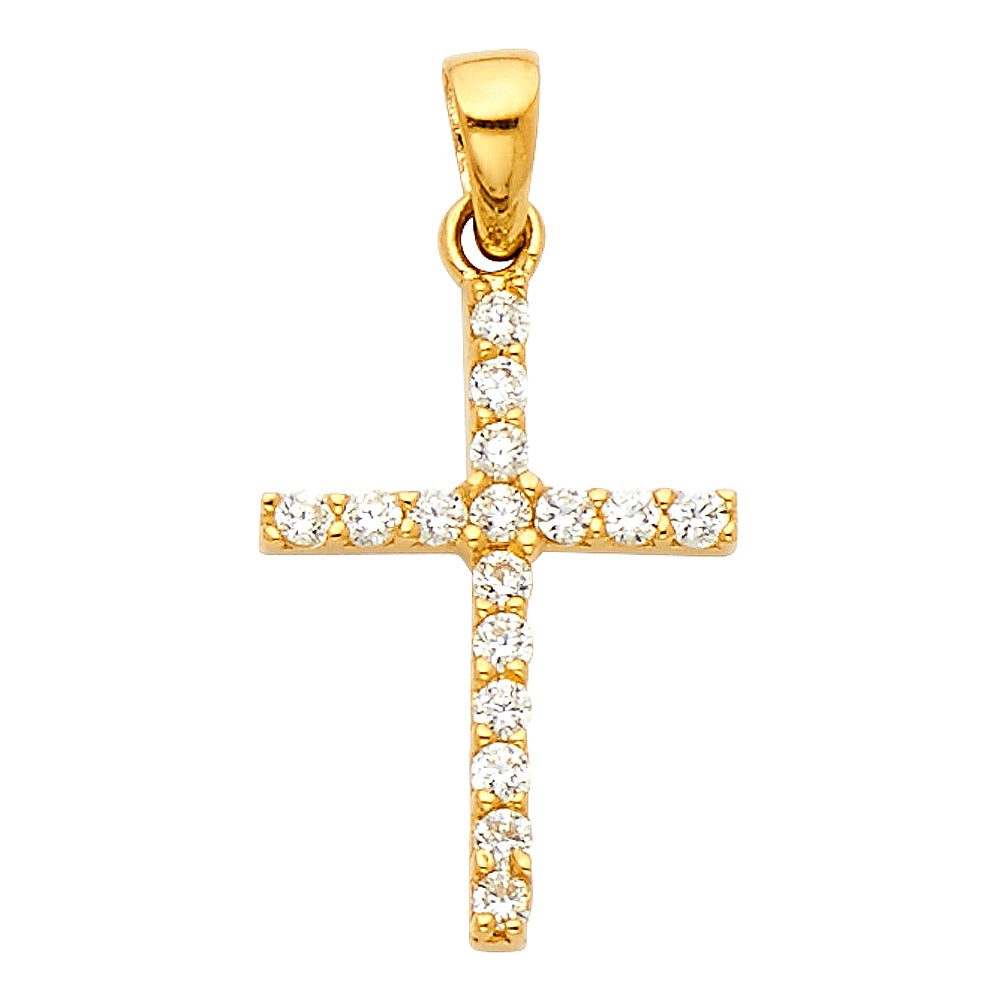 14K Yellow Gold CZ Cross Pendant aprox 3/4" tall
