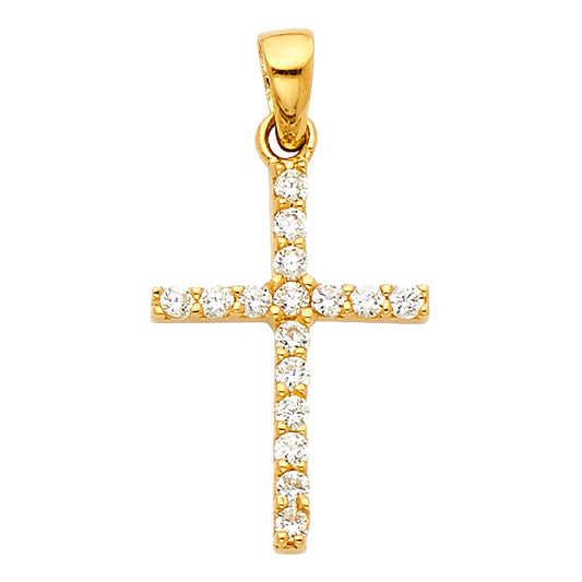 14K Yellow Gold CZ Cross Pendant aprox 3/4" tall