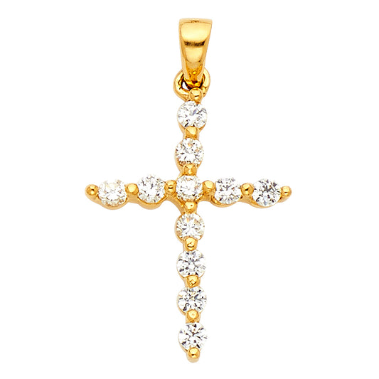 14K Yellow Gold CZ Cross Pendant aprox 3/4" tall