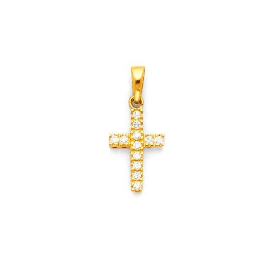 14K Yellow Gold CZ Cross Pendant aprox 1/2" tall