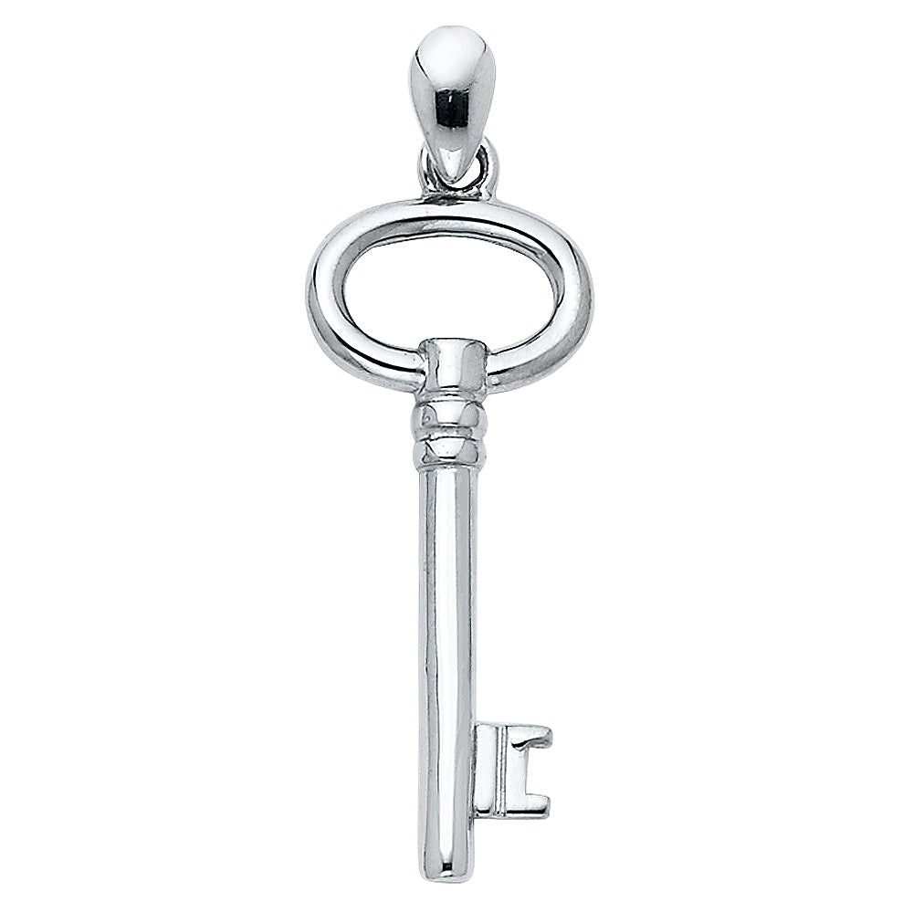 14K White Gold Classic Key Pendant