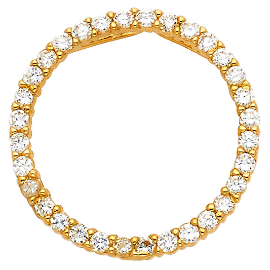 14K Yellow Gold Wedding Band with CZ
