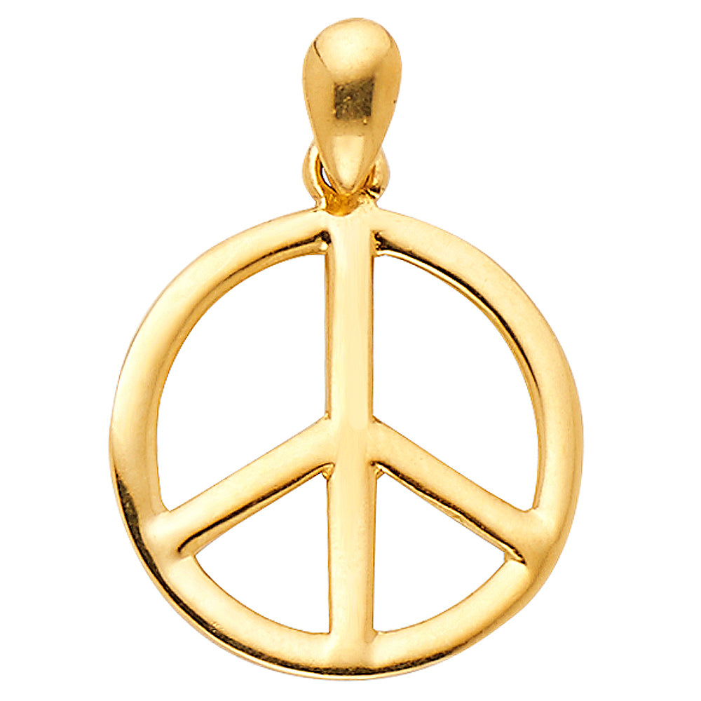 14K Yellow Gold Peace Sign Design Pendant