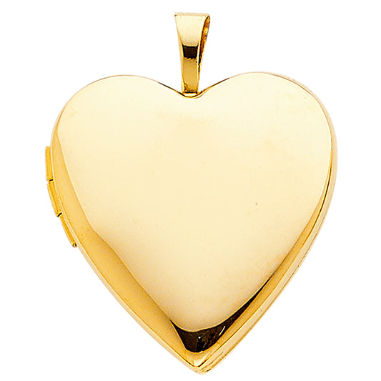 14K Yellow Gold Heart Shaped Locket Pendant