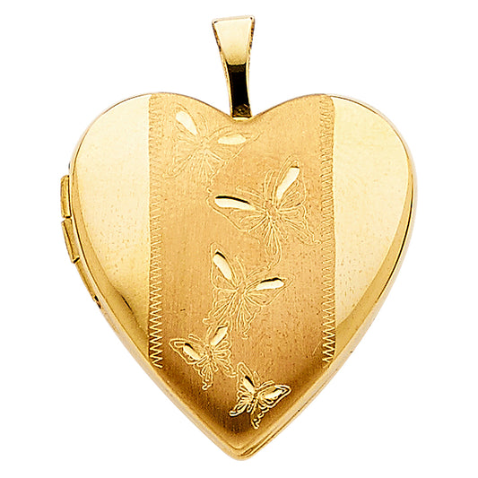 14K Yellow Gold Heart Shaped Locket Pendant