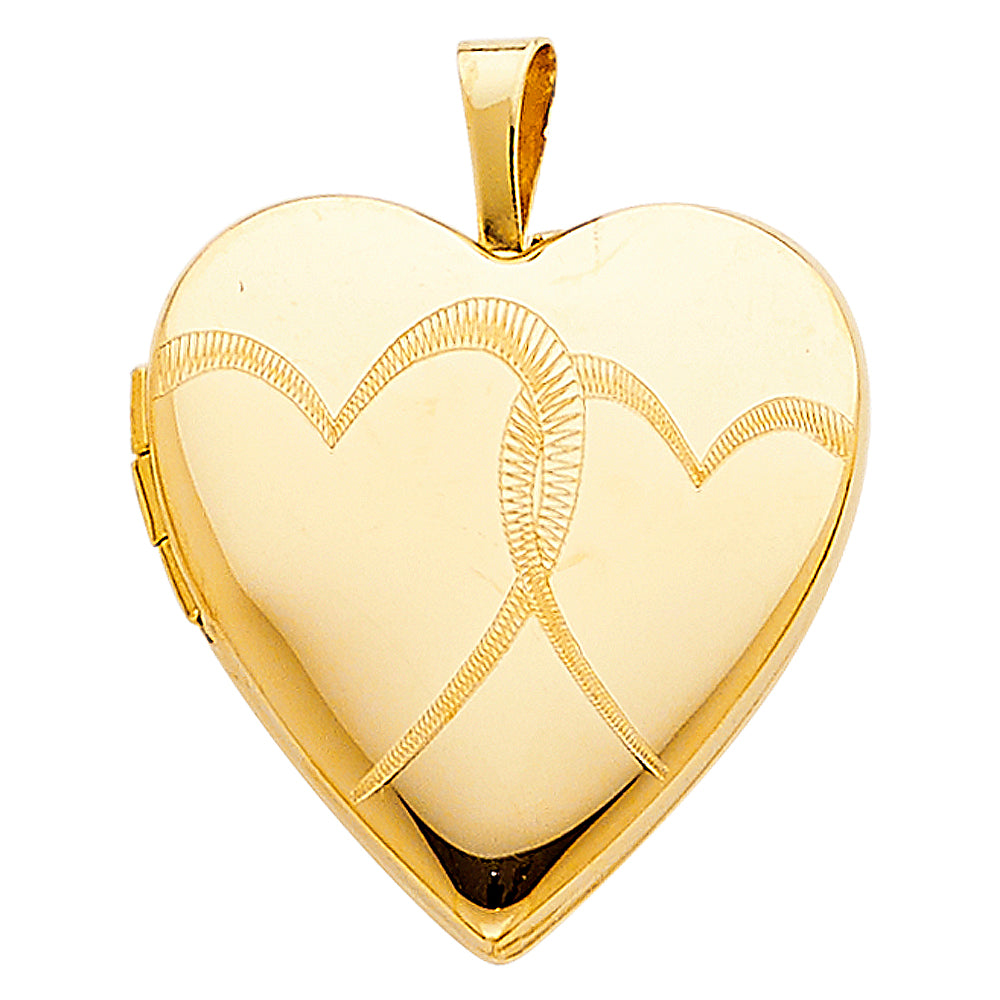 14K Yellow Gold Heart Shaped Locket Pendant