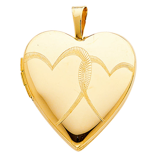 14K Yellow Gold Heart Shaped Locket Pendant