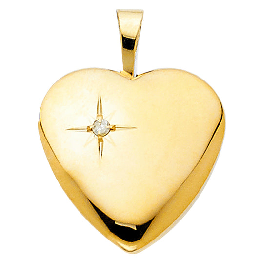 14K Yellow Gold Heart Shaped Locket Pendant