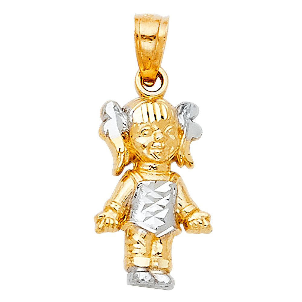14K Two-Tone Gold Girl Pendant