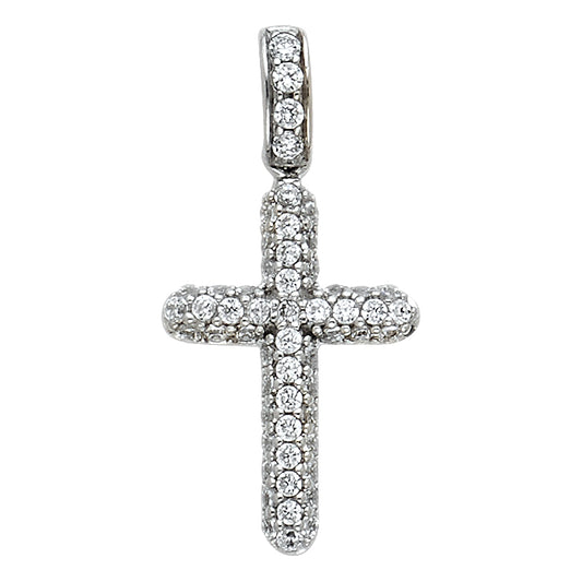 14K White Gold CZ Cross Pendant aprox 1" tall
