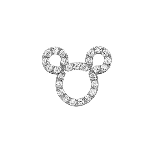 14K White Gold Teddy Bear CZ Pendant