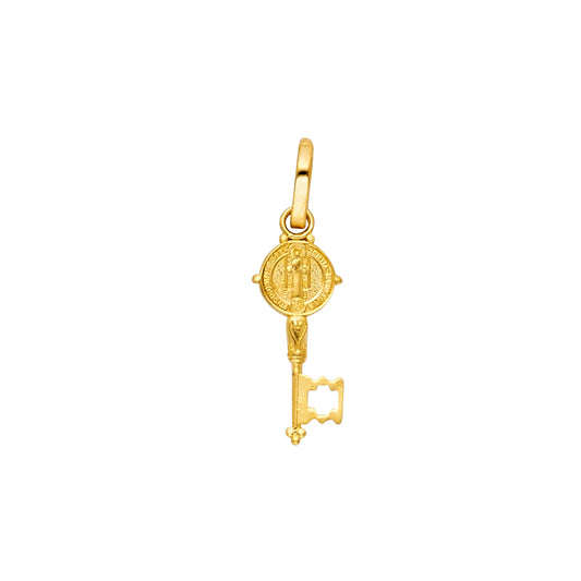 14K Yellow Gold Saint Benedict Key Pendant aprox  3/4" tall
