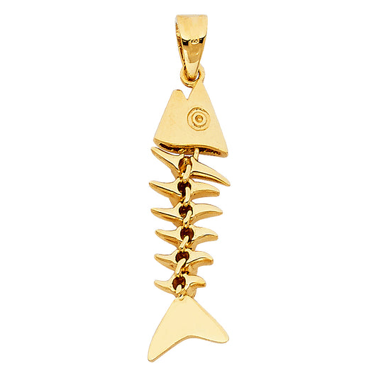 14K Yellow Gold Fishbone Pendant