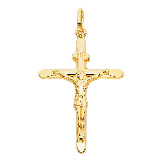 14K Yellow Gold Crucifix Pendant aprox 1 1/2" tall