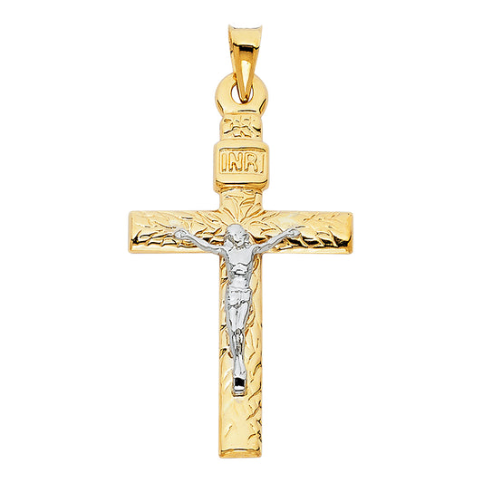 14K Two-Tone Gold Crucifix Pendant aprox 1 1/2" tall