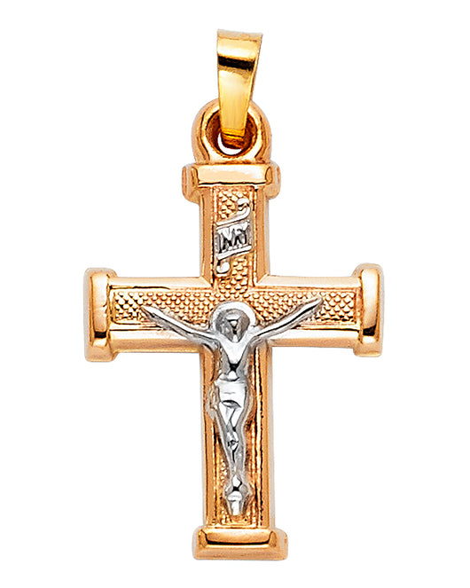 14K Yellow Gold Two-Tone Crucifix Pendant aprox 1