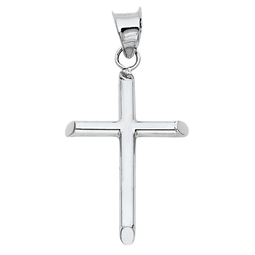 14K White Gold High-Polished Cross Pendant aprox 1" tall