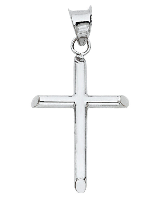 14K White Gold High-Polished Cross Pendant aprox 1
