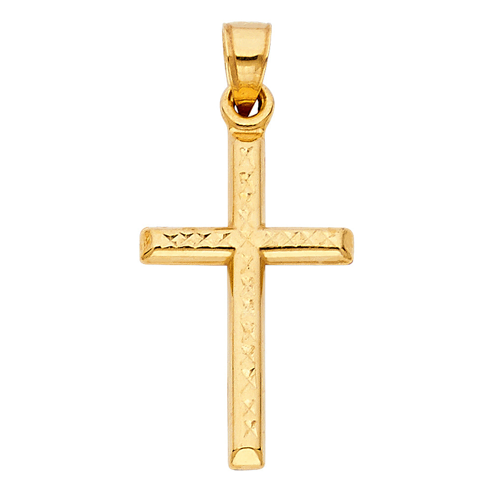 14K Yellow Gold Diamond-Cut Cross Pendant aprox 1" tall