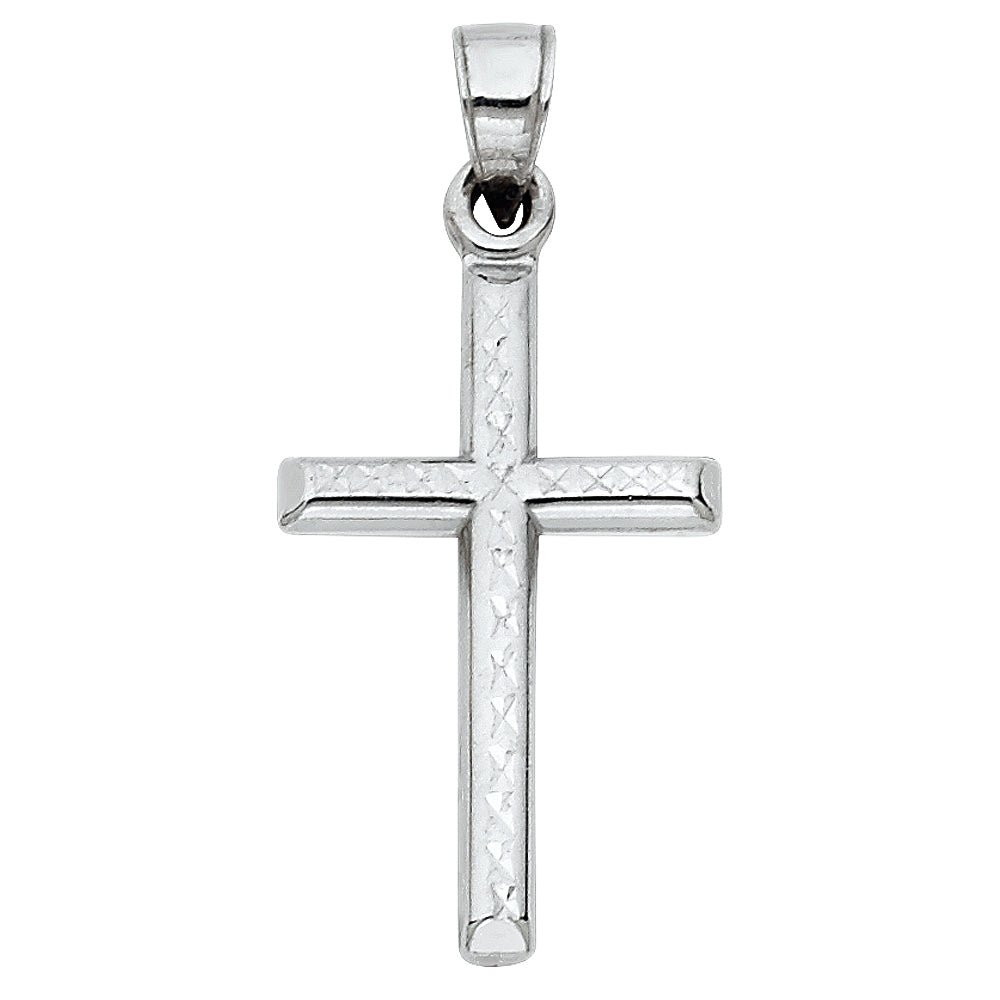 14K White Gold High-Polished Cross Pendant aprox 1" tall
