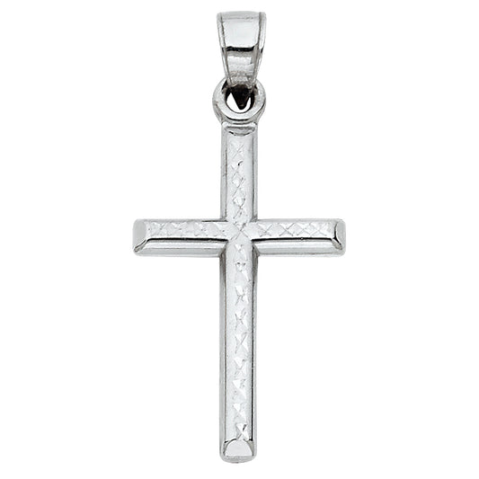 14K White Gold High-Polished Cross Pendant aprox 1" tall