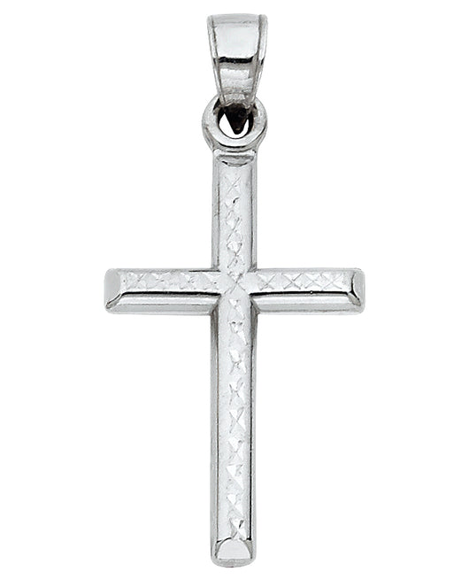 14K White Gold High-Polished Cross Pendant aprox 1