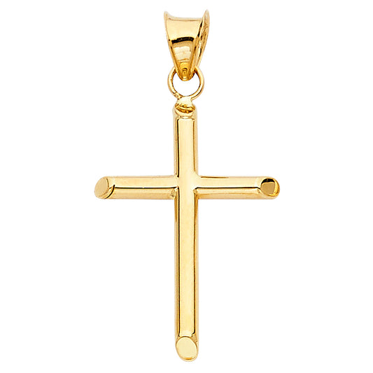 14K Yellow Gold High-Polished Cross Pendant aprox 1" tall