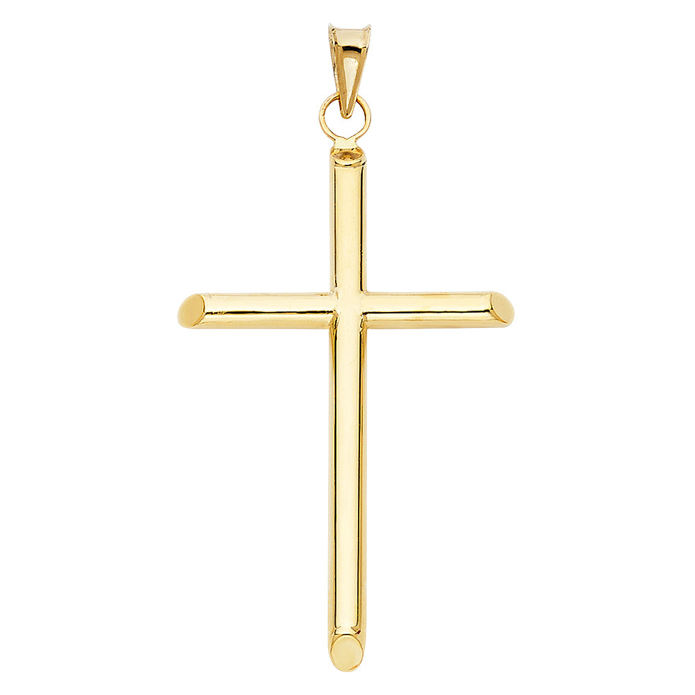 14K Yellow Gold High-Polished Cross Pendant aprox 2" tall