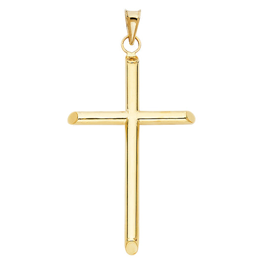 14K Yellow Gold High-Polished Cross Pendant aprox 2" tall