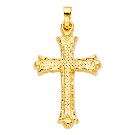 14K Yellow Gold Textured Cross Pendant aprox 1" tall
