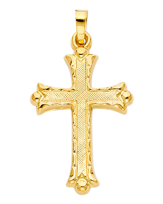 14K Yellow Gold Textured Cross Pendant aprox 1