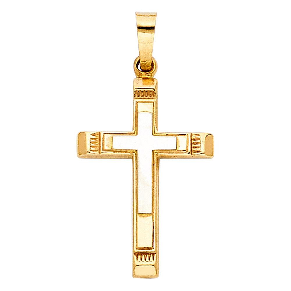 14K Two-Tone Gold High-Polished Cross Pendant aprox 3/4" tall