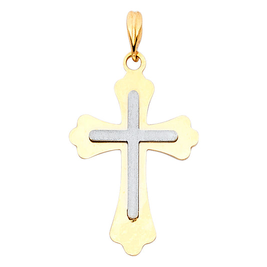 14K  Two-Tone Gold Cross Pendant aprox 1" tall
