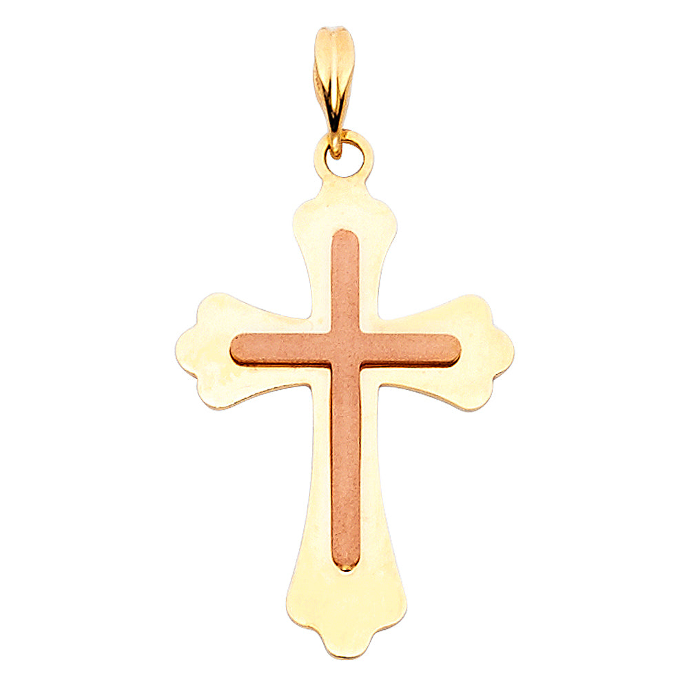 14K  Two-Tone Gold Cross Pendant aprox 1" tall