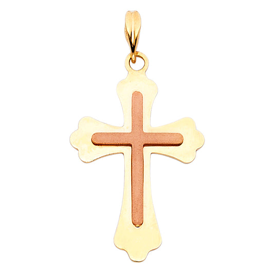 14K  Two-Tone Gold Cross Pendant aprox 1" tall