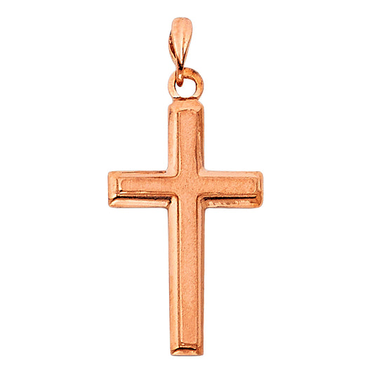 14K Rose Gold High-Polished Cross Pendant aprox 1" tall
