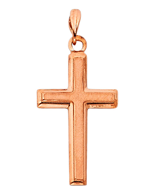 14K Rose Gold High-Polished Cross Pendant aprox 1