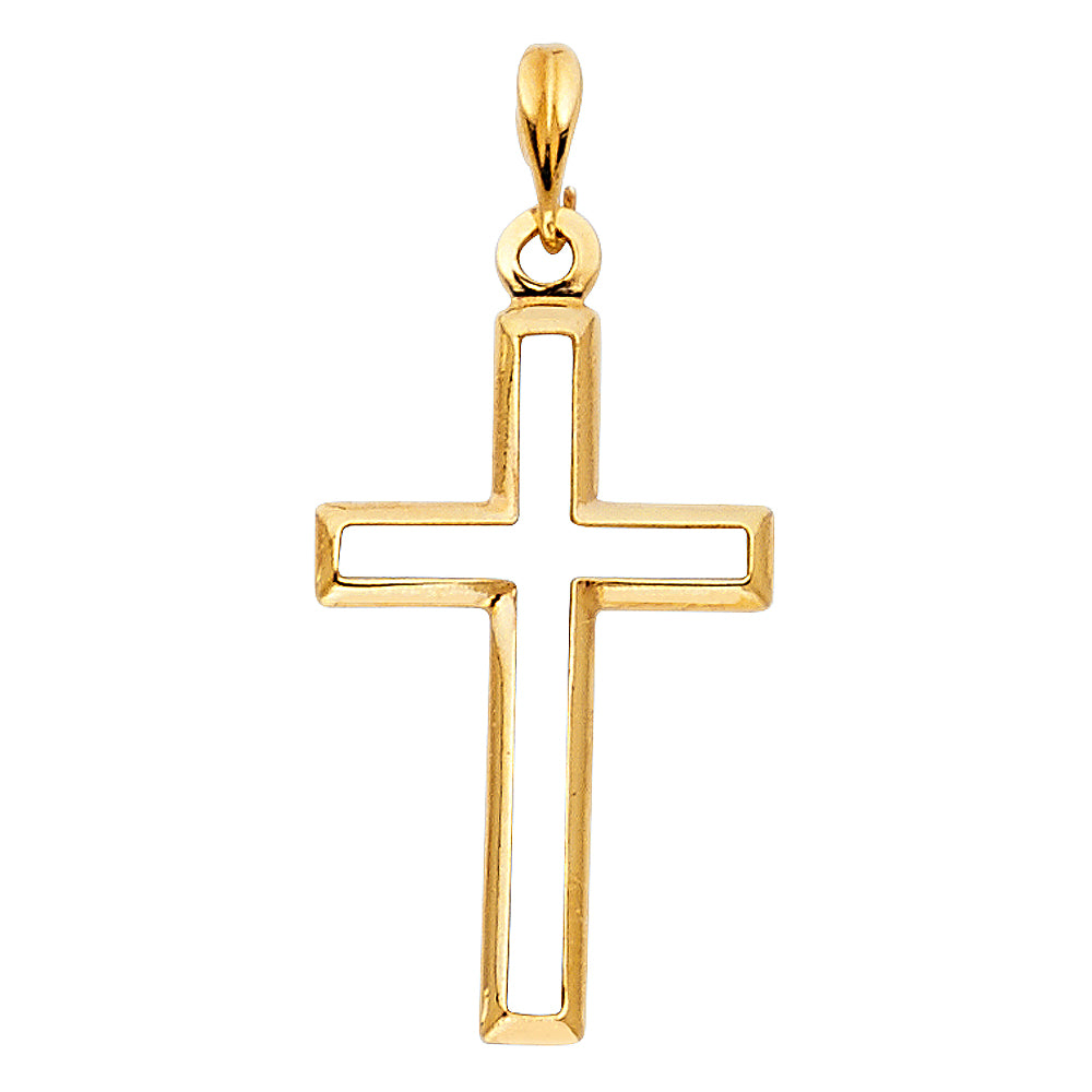 14K Yellow Gold Open Frame Cross Pendant aprox 1" tall